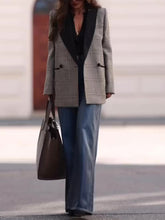 Commuting Casual Plaid Contrast Blazer - kinko